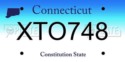XTO748 Connecticut License Plate