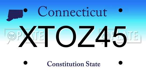 XTOZ45 Connecticut License Plate