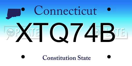 XTQ74B Connecticut License Plate