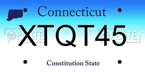 XTQT45 Connecticut License Plate
