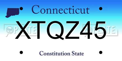 XTQZ45 Connecticut License Plate