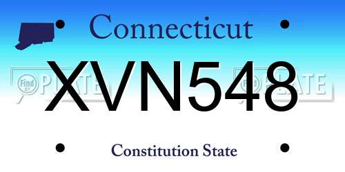 XVN548 Connecticut License Plate