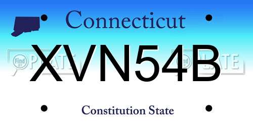 XVN54B Connecticut License Plate