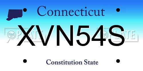 XVN54S Connecticut License Plate