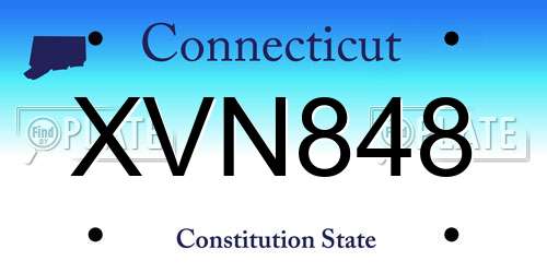XVN848 Connecticut License Plate