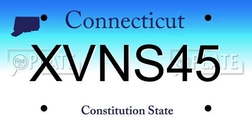 XVNS45 Connecticut License Plate