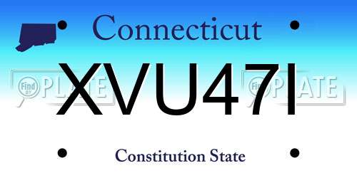 XVU47I Connecticut License Plate