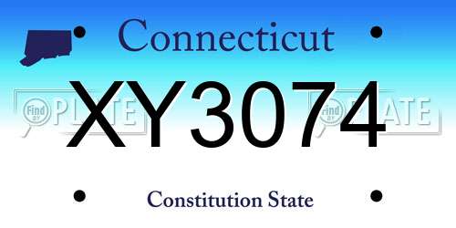 XY3074 Connecticut License Plate