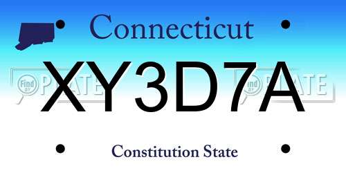 XY3D7A Connecticut License Plate