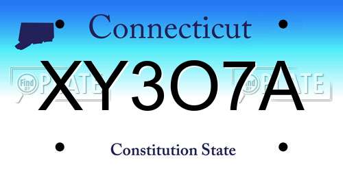 XY3O7A Connecticut License Plate
