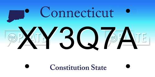 XY3Q7A Connecticut License Plate