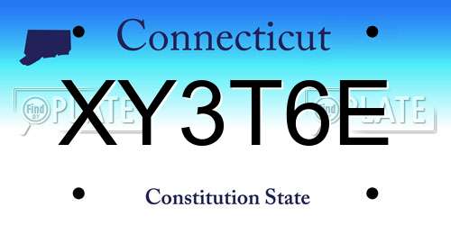 XY3T6E Connecticut License Plate