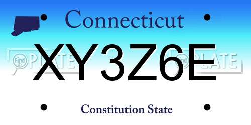 XY3Z6E Connecticut License Plate