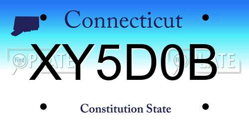 XY5D0B Connecticut License Plate