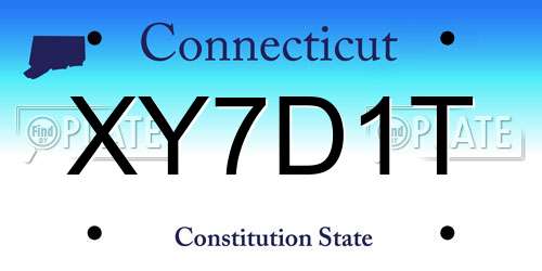 XY7D1T Connecticut License Plate