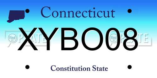 XYBO08 Connecticut License Plate
