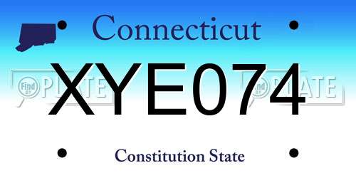 XYE074 Connecticut License Plate