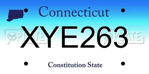 XYE263 Connecticut License Plate