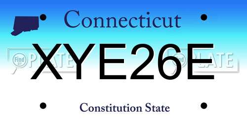 XYE26E Connecticut License Plate