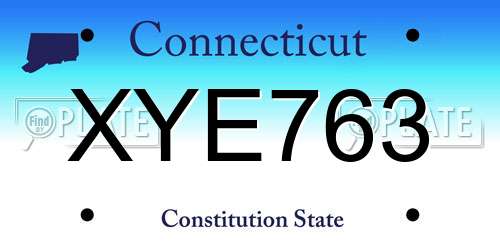 XYE763 Connecticut License Plate