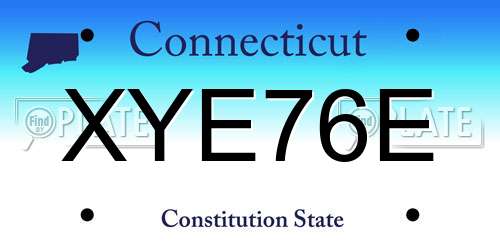 XYE76E Connecticut License Plate