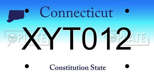 XYT012 Connecticut License Plate