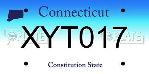 XYT017 Connecticut License Plate