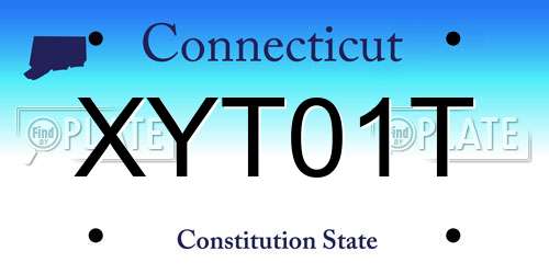 XYT01T Connecticut License Plate