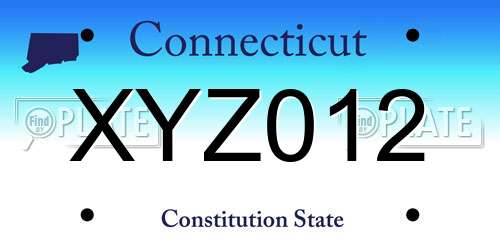 XYZ012 Connecticut License Plate