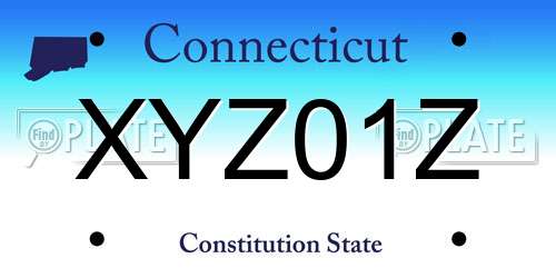 XYZ01Z Connecticut License Plate