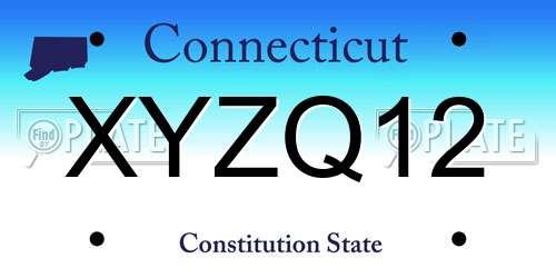 XYZQ12 Connecticut License Plate