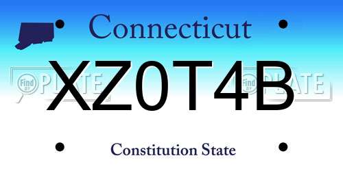 XZ0T4B Connecticut License Plate
