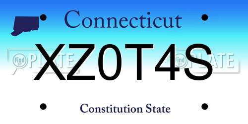 XZ0T4S Connecticut License Plate