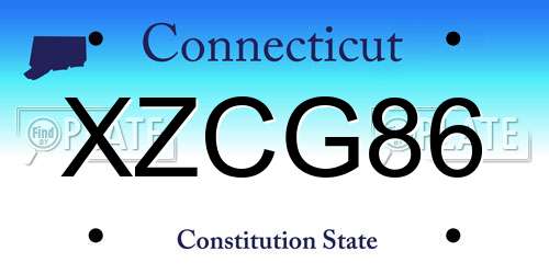 XZCG86 Connecticut License Plate