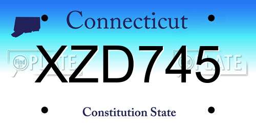 XZD745 Connecticut License Plate