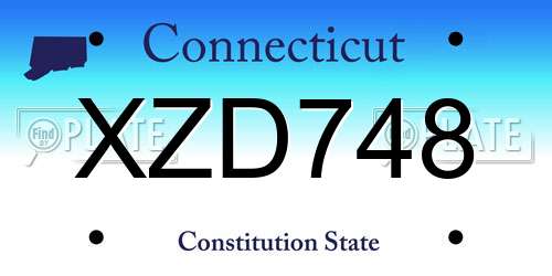 XZD748 Connecticut License Plate