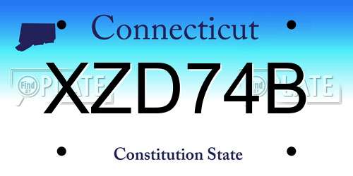 XZD74B Connecticut License Plate