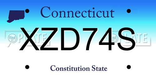 XZD74S Connecticut License Plate