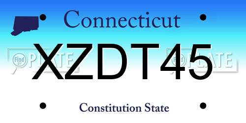 XZDT45 Connecticut License Plate