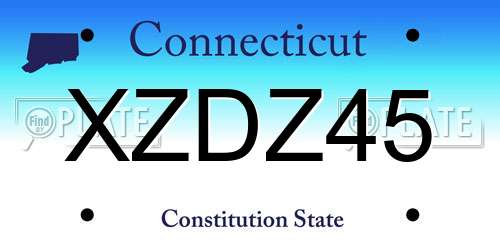 XZDZ45 Connecticut License Plate