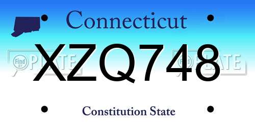 XZQ748 Connecticut License Plate
