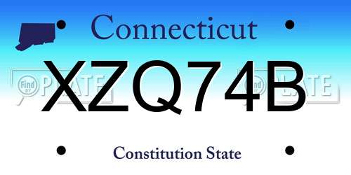 XZQ74B Connecticut License Plate