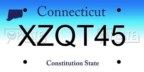 XZQT45 Connecticut License Plate