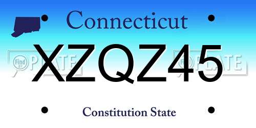 XZQZ45 Connecticut License Plate