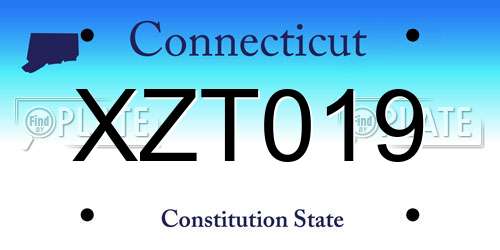 XZT019 Connecticut License Plate