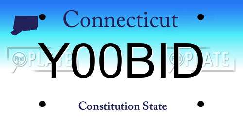 Y00BID Connecticut License Plate