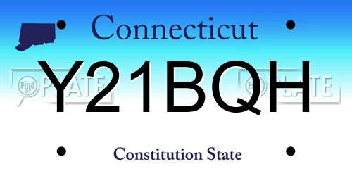 Y21BQH Connecticut License Plate