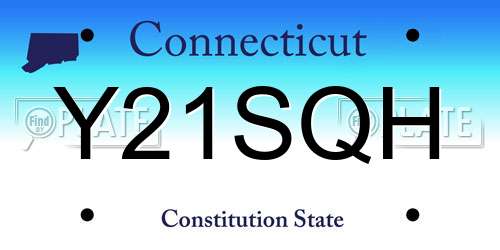 Y21SQH Connecticut License Plate