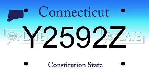 Y2592Z Connecticut License Plate