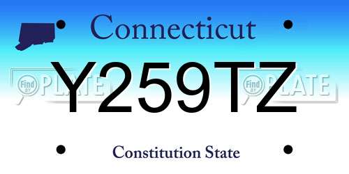 Y259TZ Connecticut License Plate
